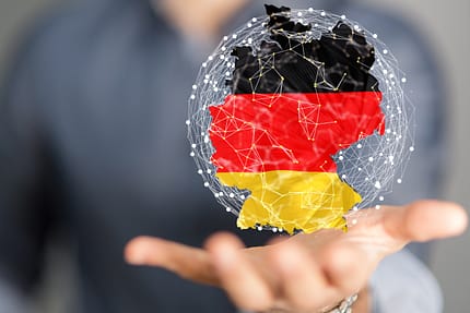 Abstract of germany map network, internet and global connection concept, Wire Frame 3D Kurzzeitmiete Ecomiet Artikel mieten Köln Werkzeug Leihen Verleih Kärcher Playstation Konsole Deutschland Versand